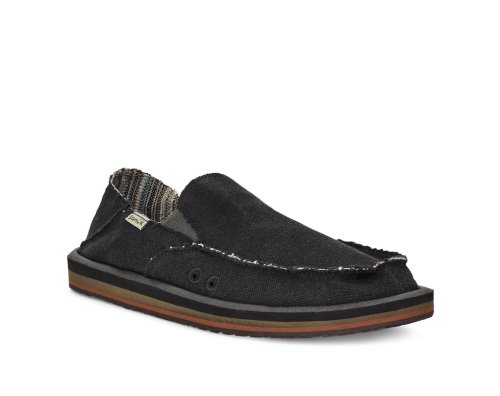 Férfi Sidewalk Surfers - Sanuk Vagabond Soft Top Hemp Collapsible Heel - Sanuk Fekete Cipő QFLRZM516